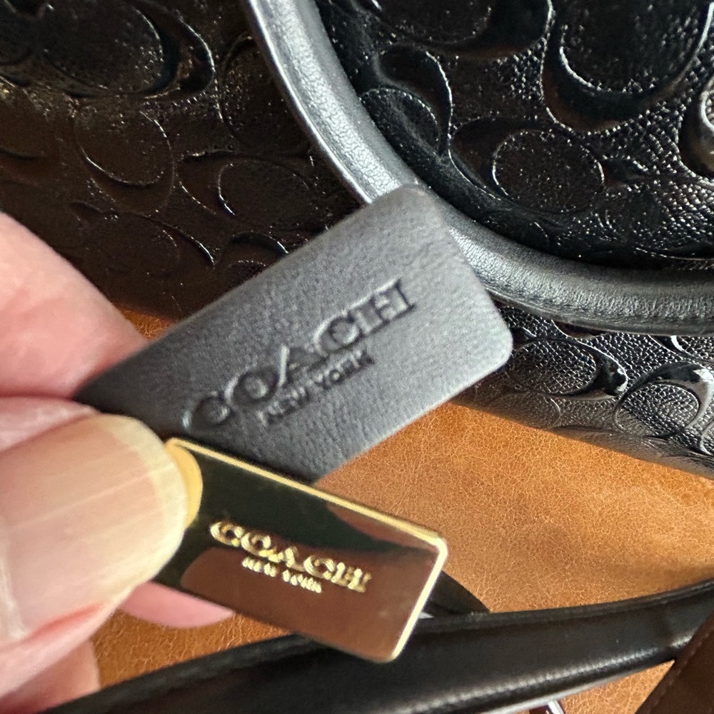 Coach Black Embossed Leather Satchel 12” x 9” x 5” approximately - Picture 4 of 13
